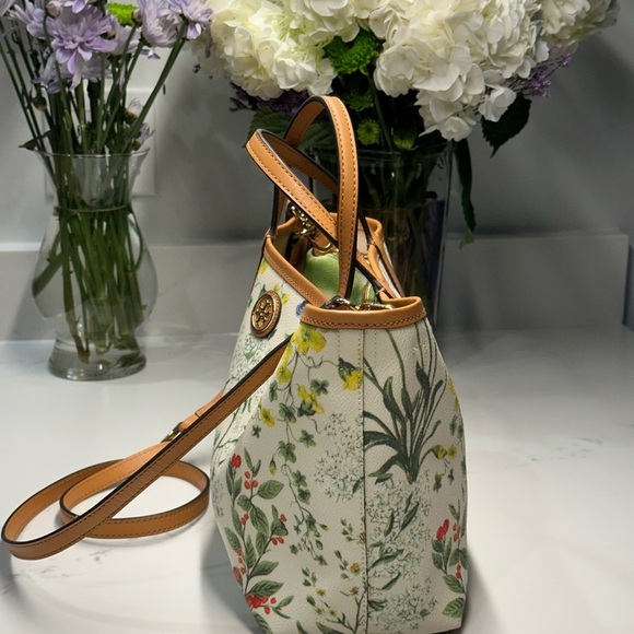 Tory Burch Watercolor Botanical Kerrington Tote Crossbody + Shopping Bag + Dusty - Picture 3 of 16